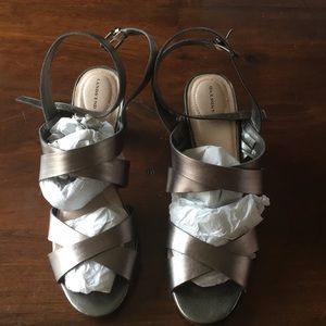 Lands End strappy wrap around ankle sandals